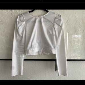 Zara white long sleeve crop top